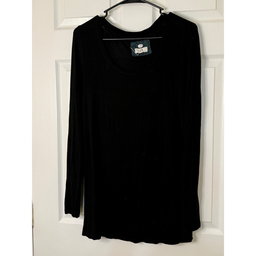 Cupio Long Sleeve Top Women Medium‎ Black Scoop Neck Minimalist